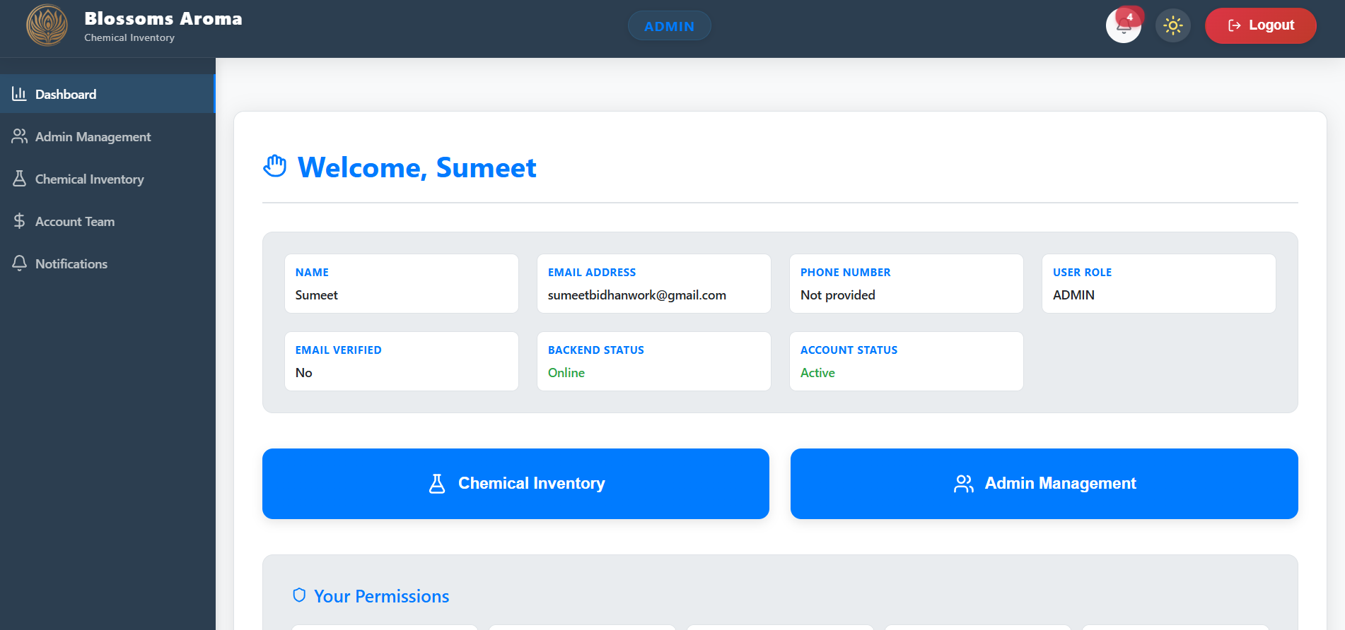 Chemical Inventory App screenshot